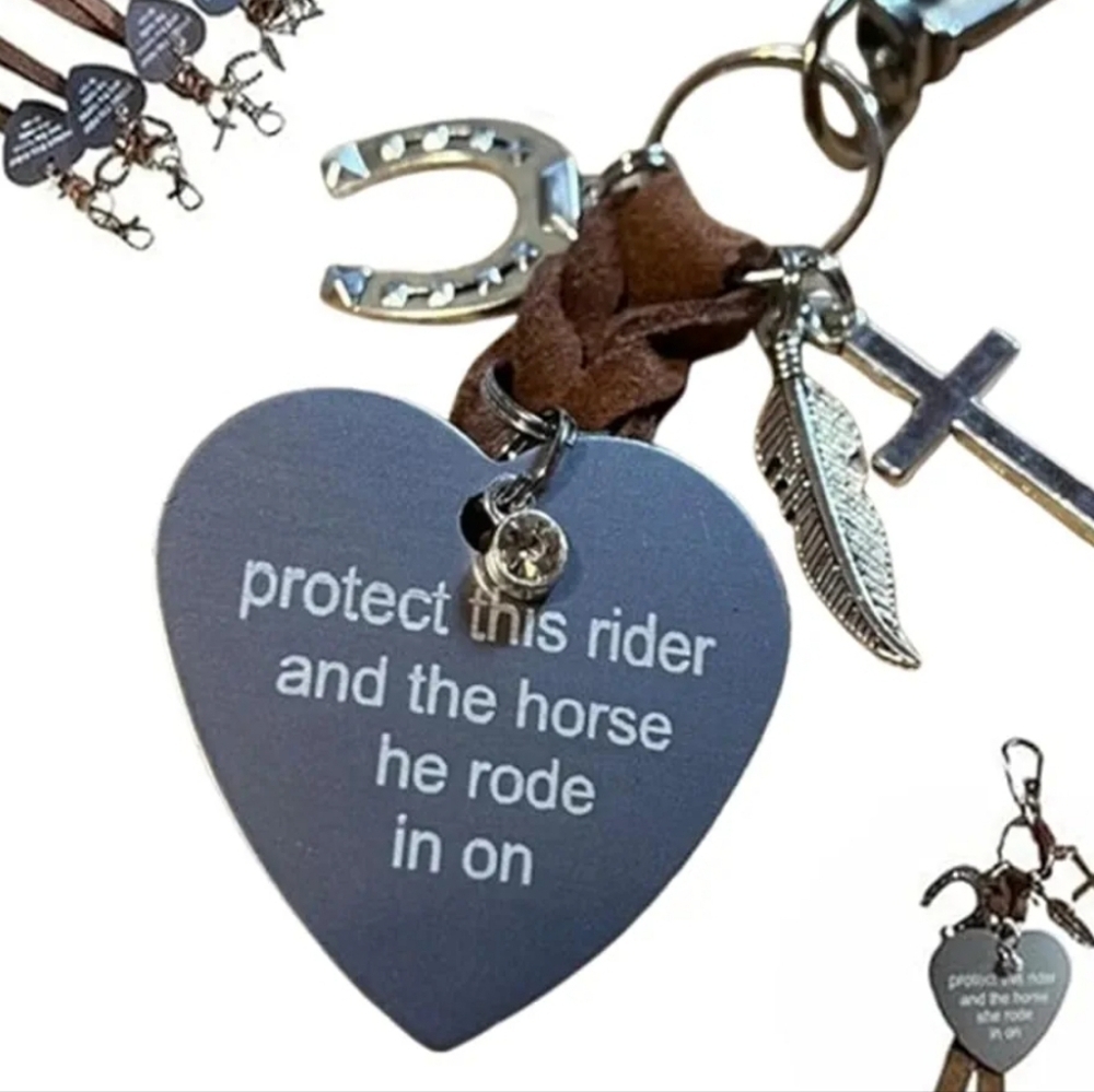 Protect This Rider and The Horse She Rode in On-Saddle Charm, Saddle Heart Charm
